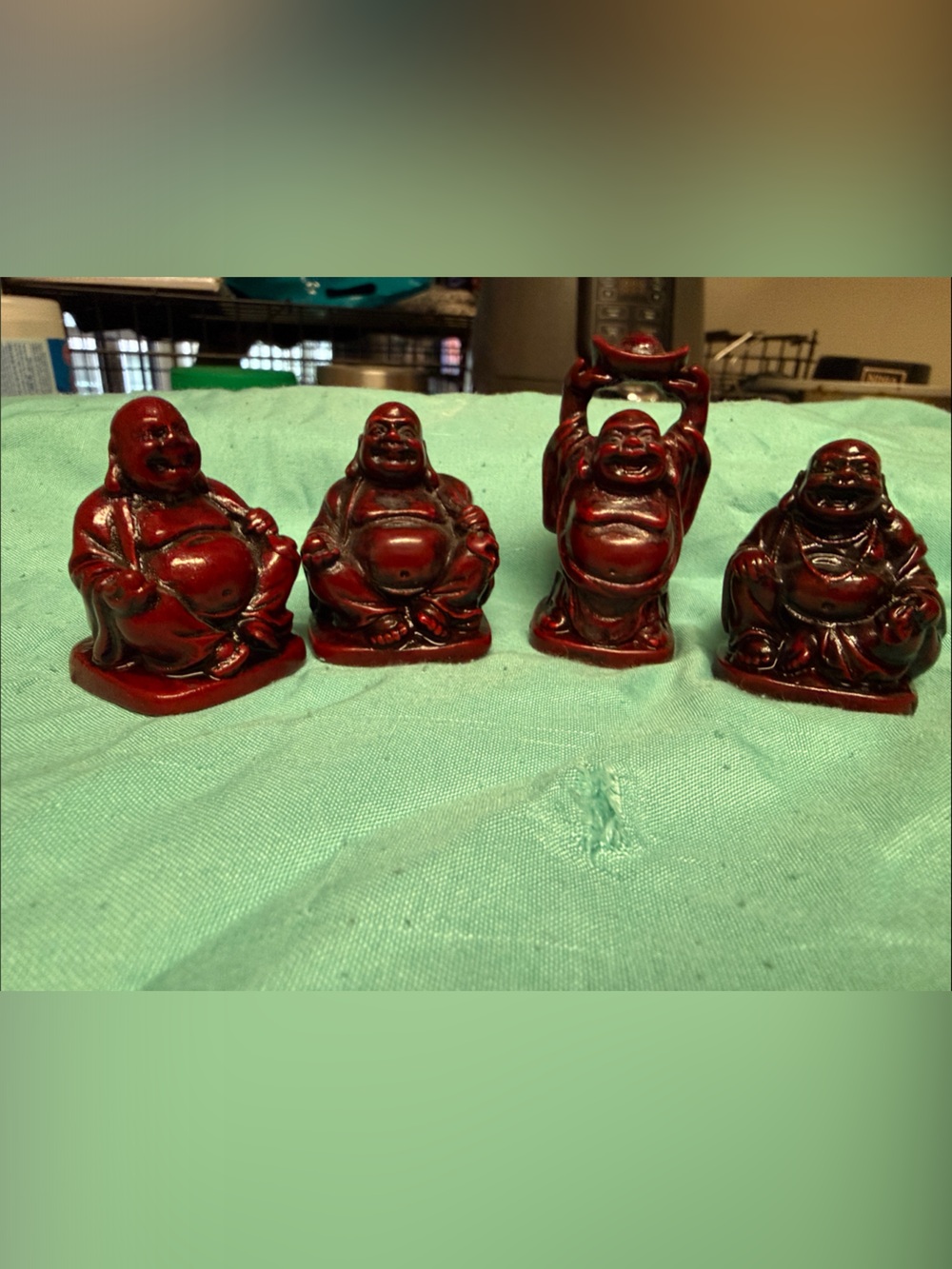 Red Happy Buddha Figurine Set by